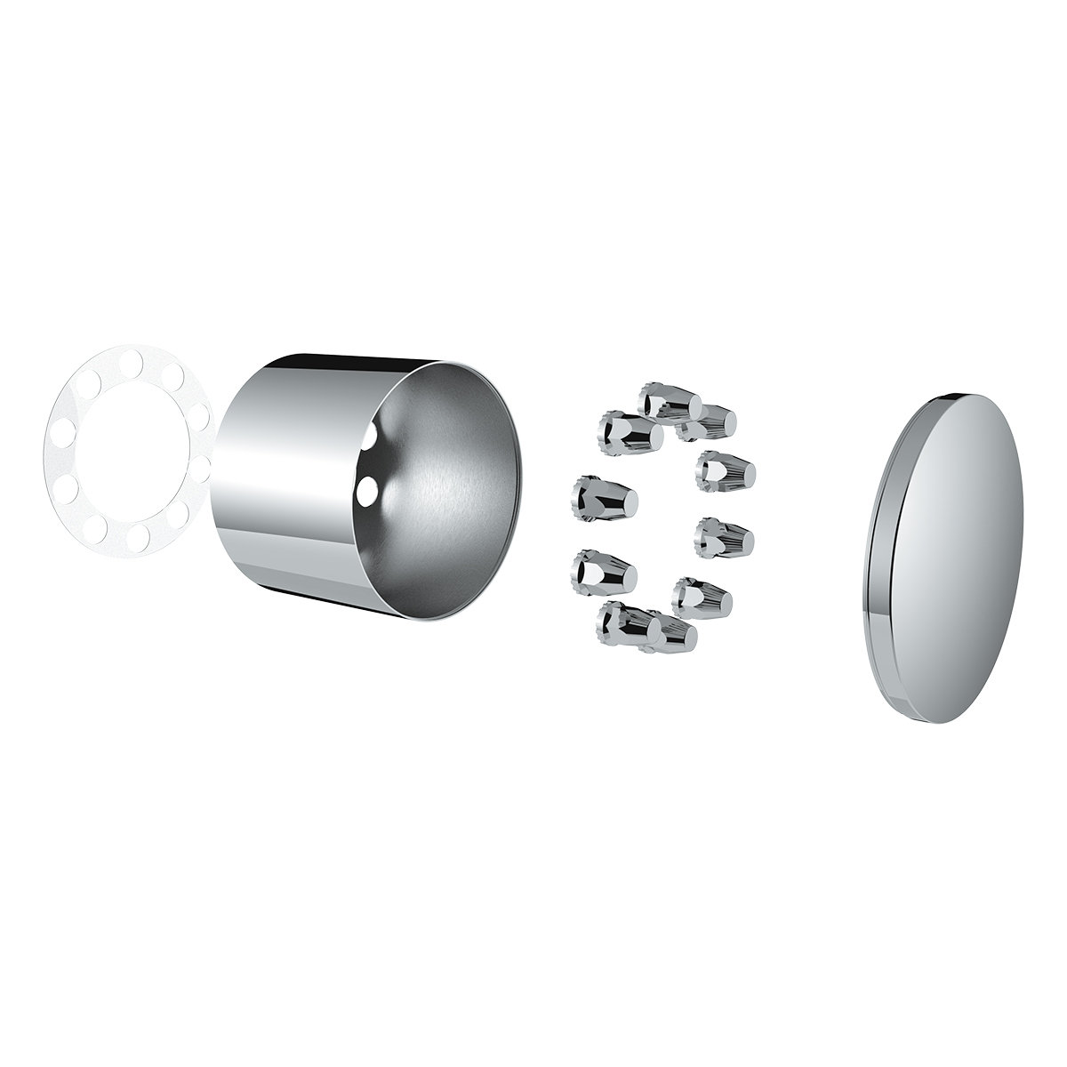 Chrome Plastic Single Hub Design Rear Axle Cover With 33mm Thread-On Nut Covers - Thumbnail 3