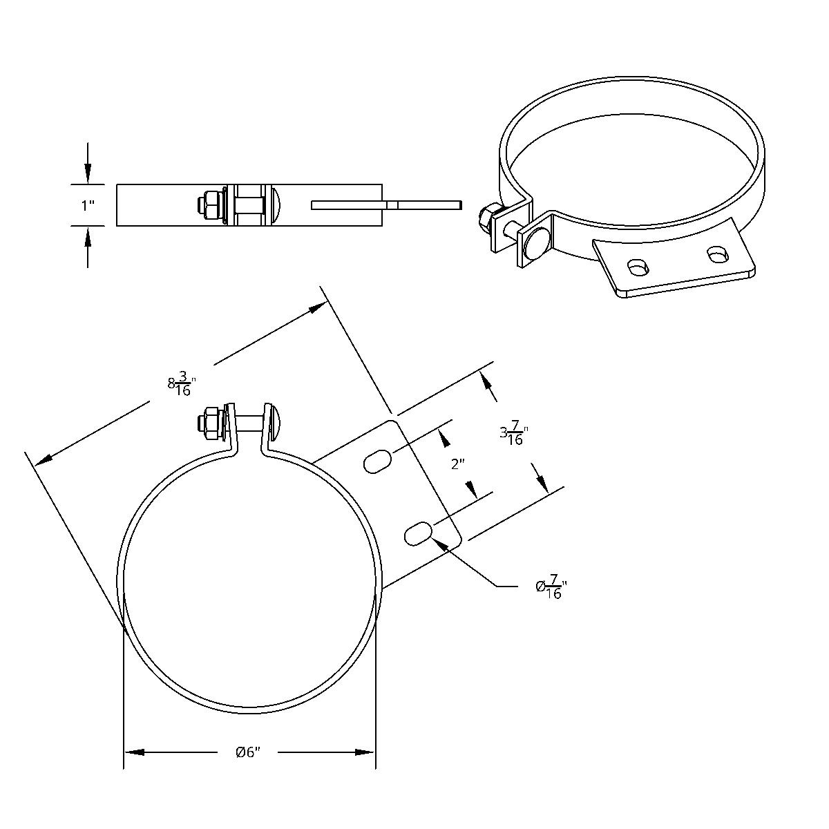 6" Chrome Exhaust Clamp For Peterbilt - Thumbnail 3