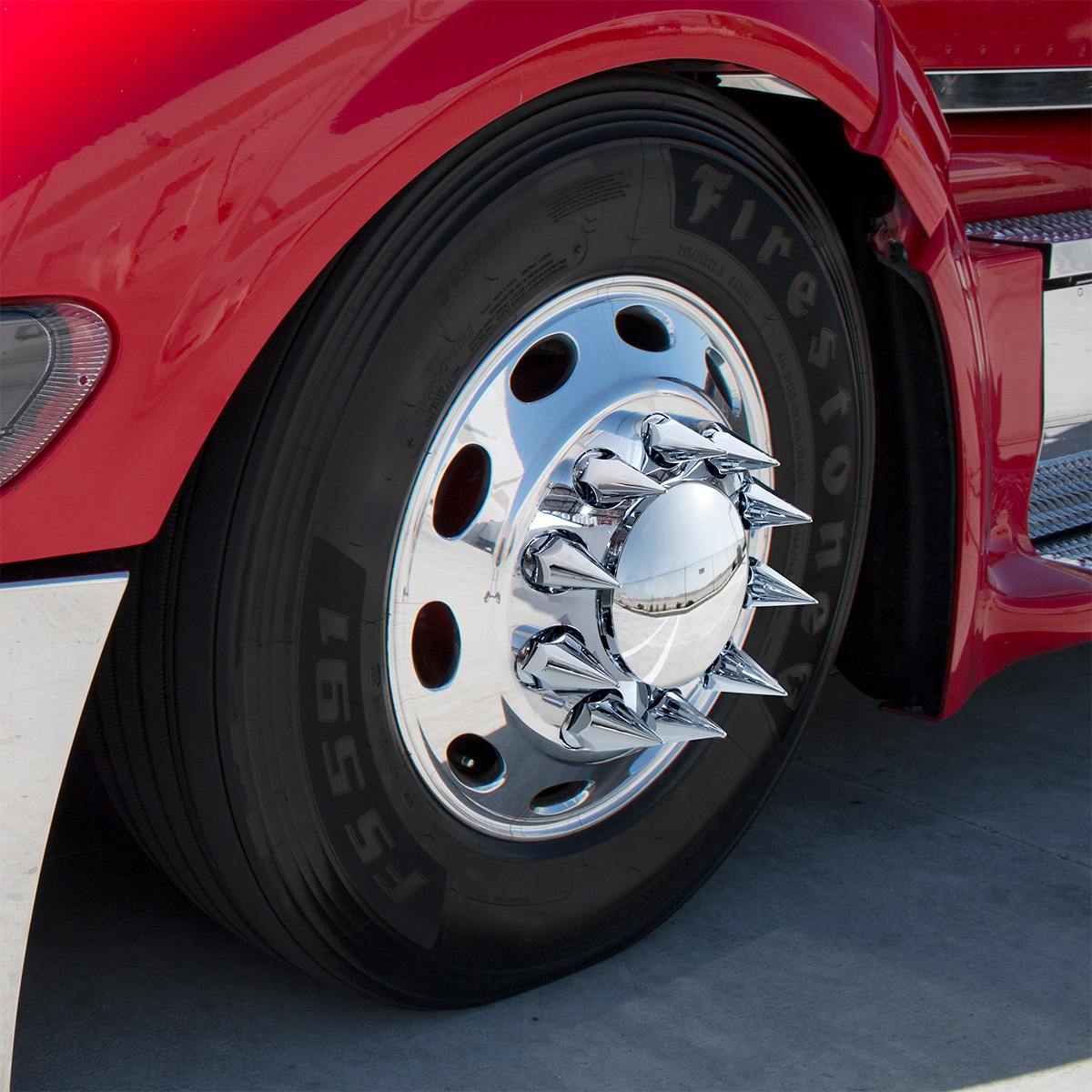 Dome Axle Cover Combo Kit With 33mm Spike Thread-On Nut Covers & Nut Cover Tool - Chrome - Thumbnail 2