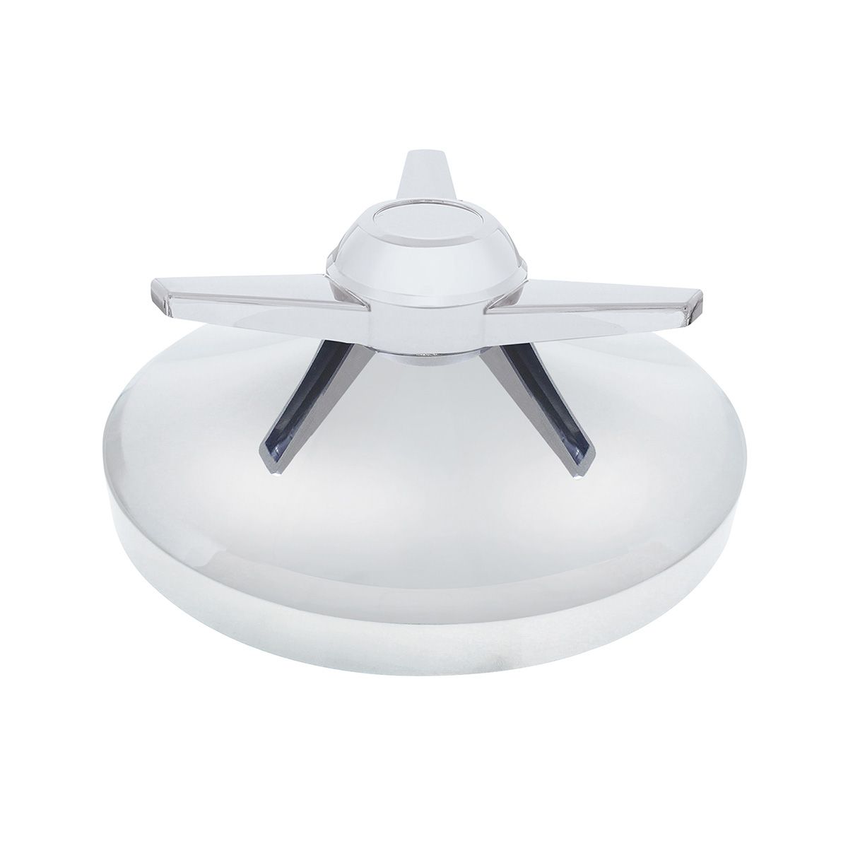 8" Chrome Rear Hubcap With 3 Bar Spinner - Extra Large Straight Bars