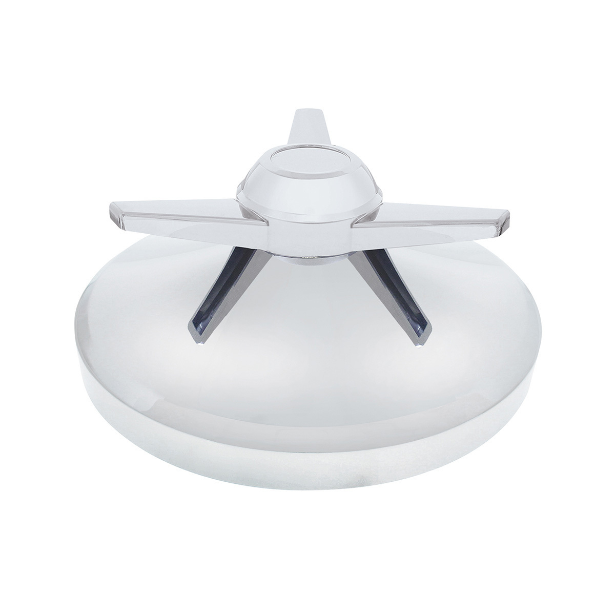 8" Chrome Rear Hubcap With 3 Bar Spinner - Extra Large Straight Bars - Thumbnail 2