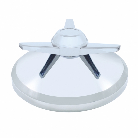 8" Chrome Cover With 3 Bar Spinner For UP Rear Axle Cover - Extra Large Bar Straight Spinner