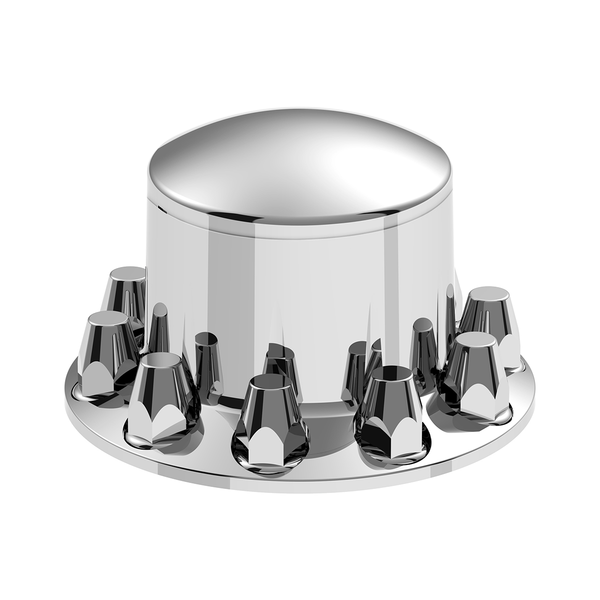 Dome Rear Axle Cover With 33mm Standard Style Push-On Nut Covers - Chrome - Thumbnail 2