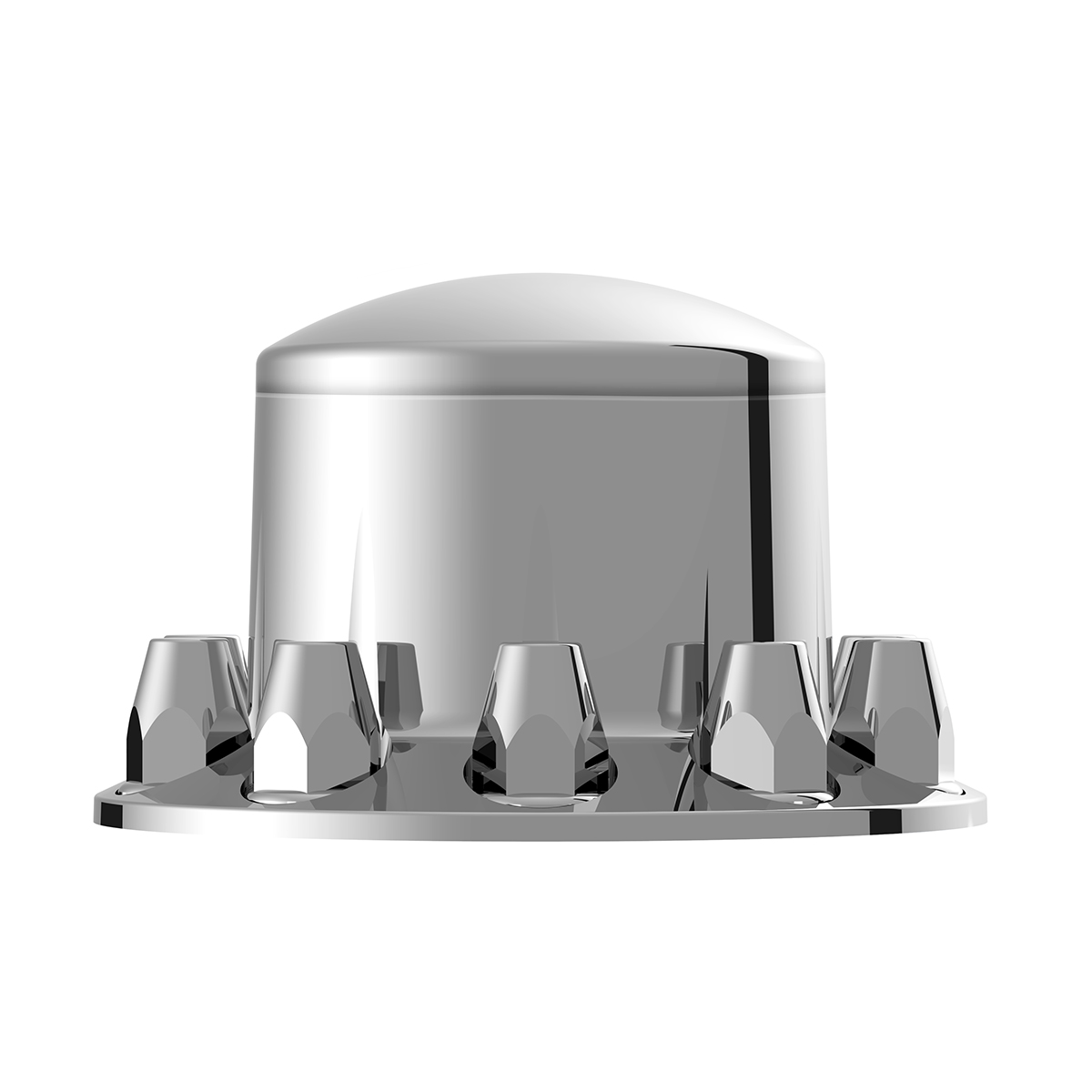 Dome Rear Axle Cover With 33mm Standard Style Push-On Nut Covers - Chrome - Thumbnail 3
