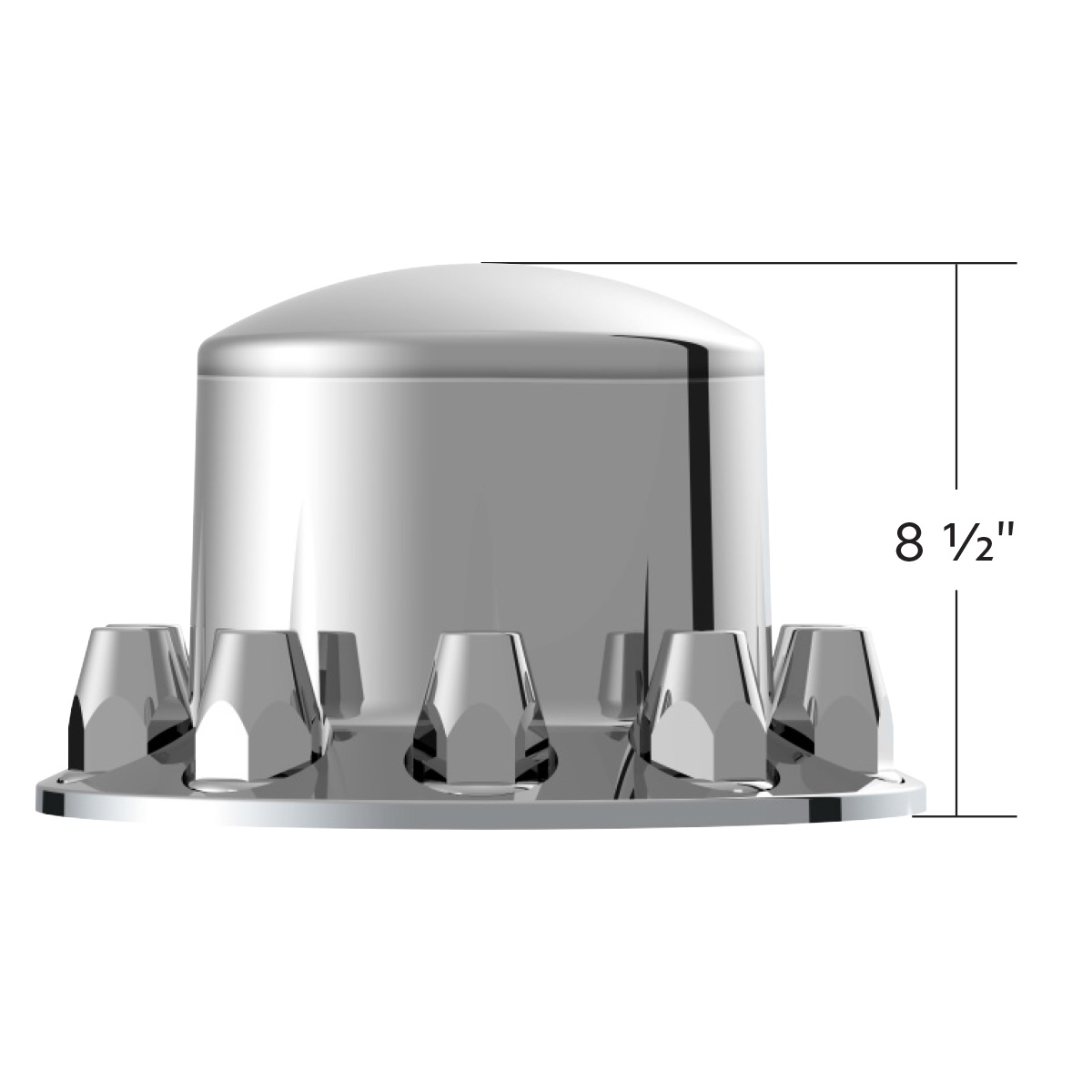 Dome Rear Axle Cover With 33mm Standard Style Push-On Nut Covers - Chrome - Thumbnail 10