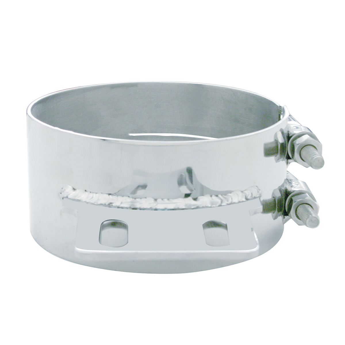 6" Stainless Butt Joint Exhaust Clamp - Straight Bracket - Thumbnail 2