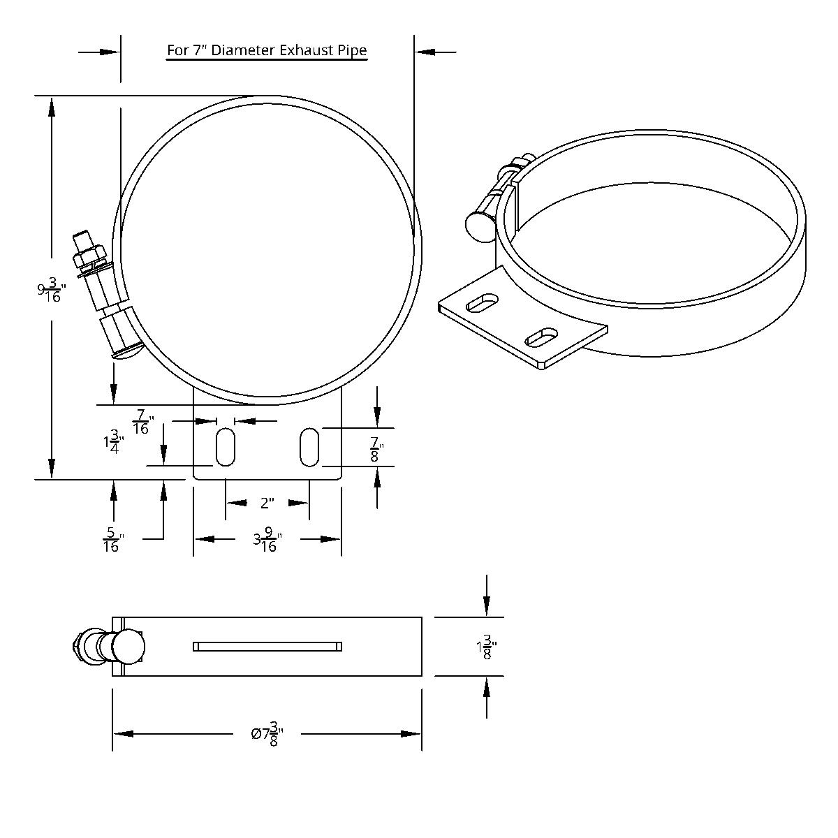 7" Chrome Cab Exhaust Clamp For Peterbilt - Thumbnail 3