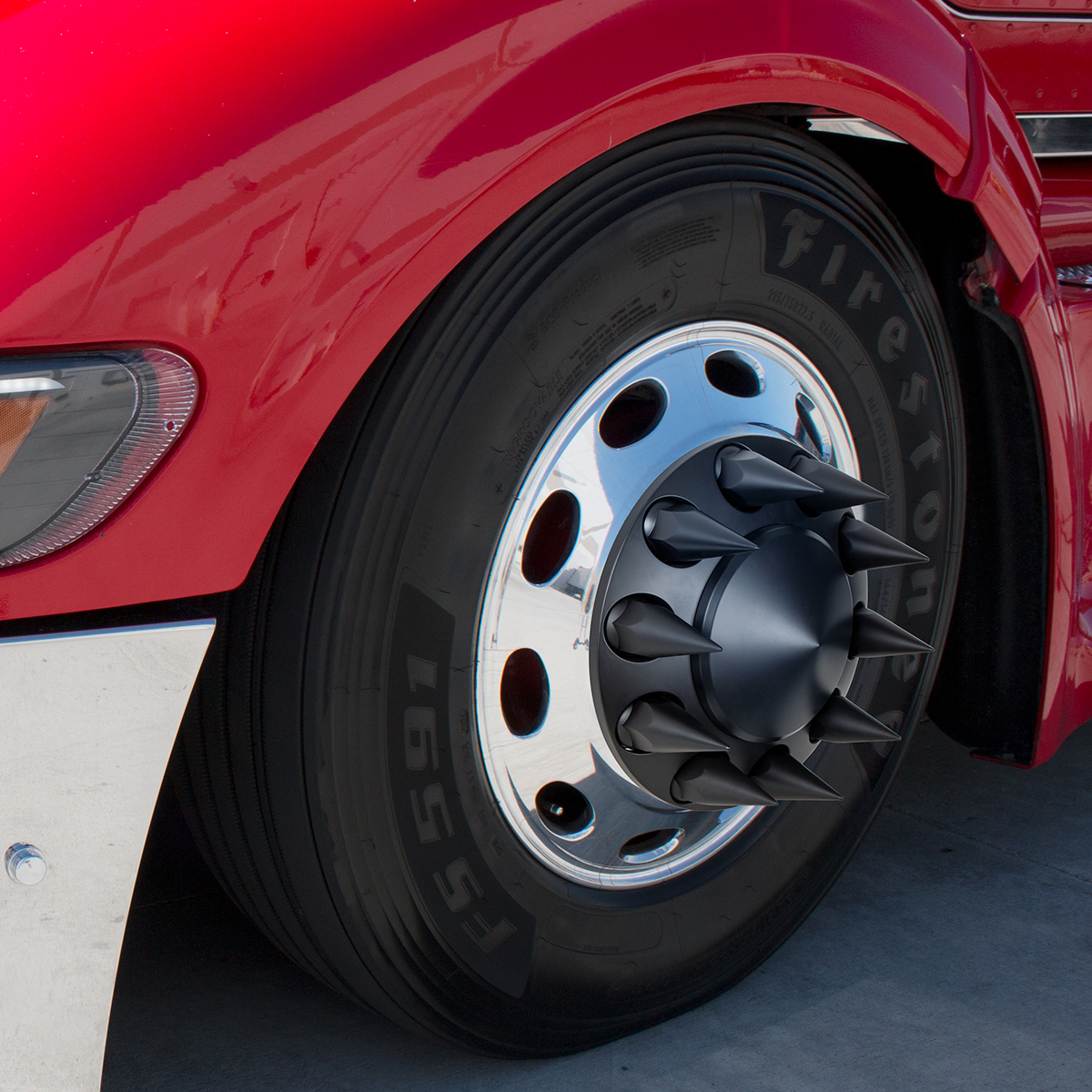 Pointed Front Axle Cover With 33mm Spike Thread-On Nut Covers - Matte Black - Thumbnail 3