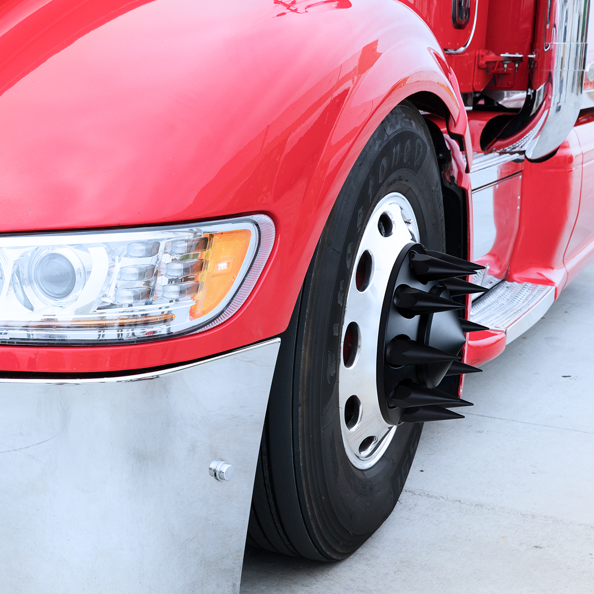 Pointed Front Axle Cover With 33mm Spike Thread-On Nut Covers - Matte Black - Thumbnail 4