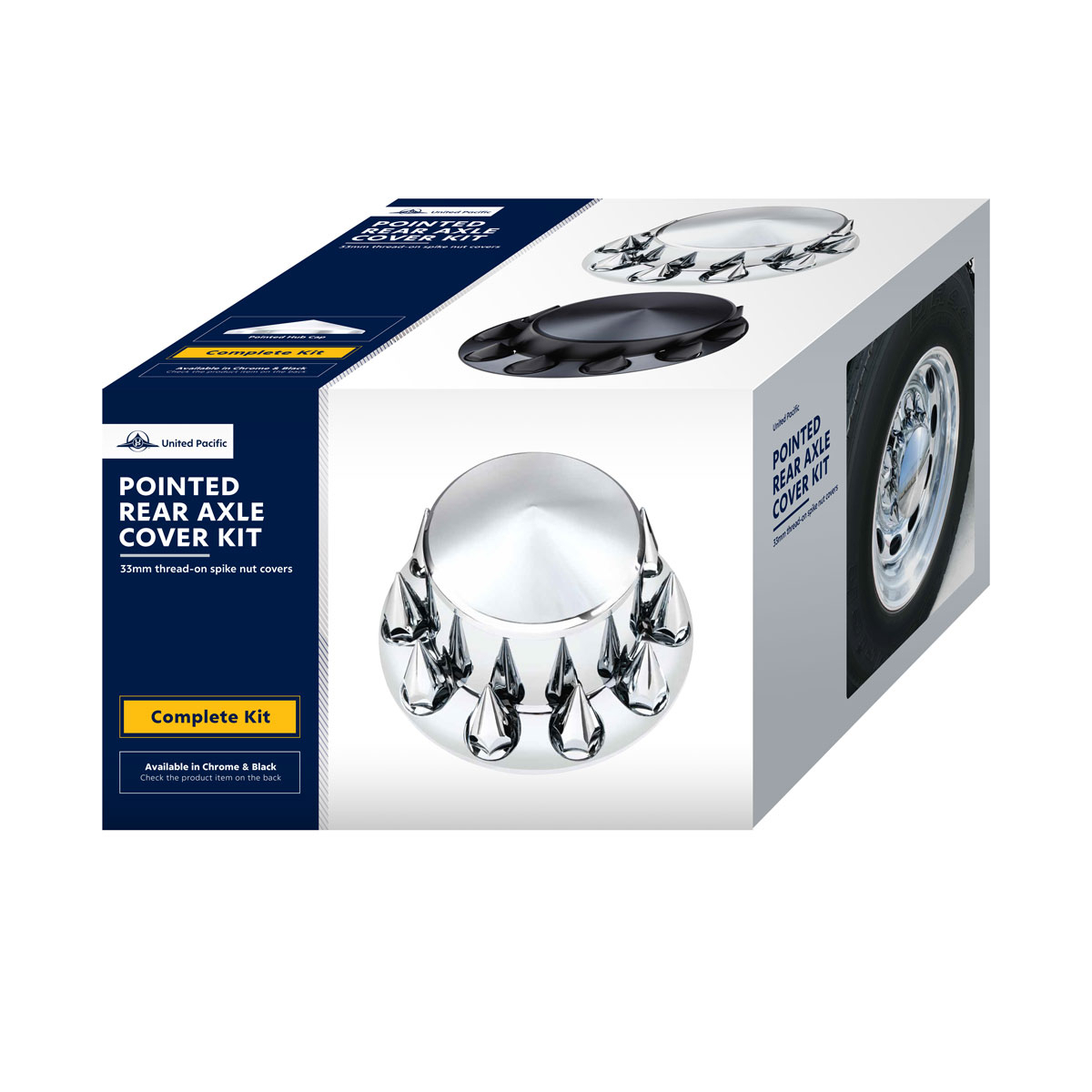 Pointed Rear Axle Cover With 33mm Spike Thread-On Nut Covers - Matte Black - Thumbnail 6