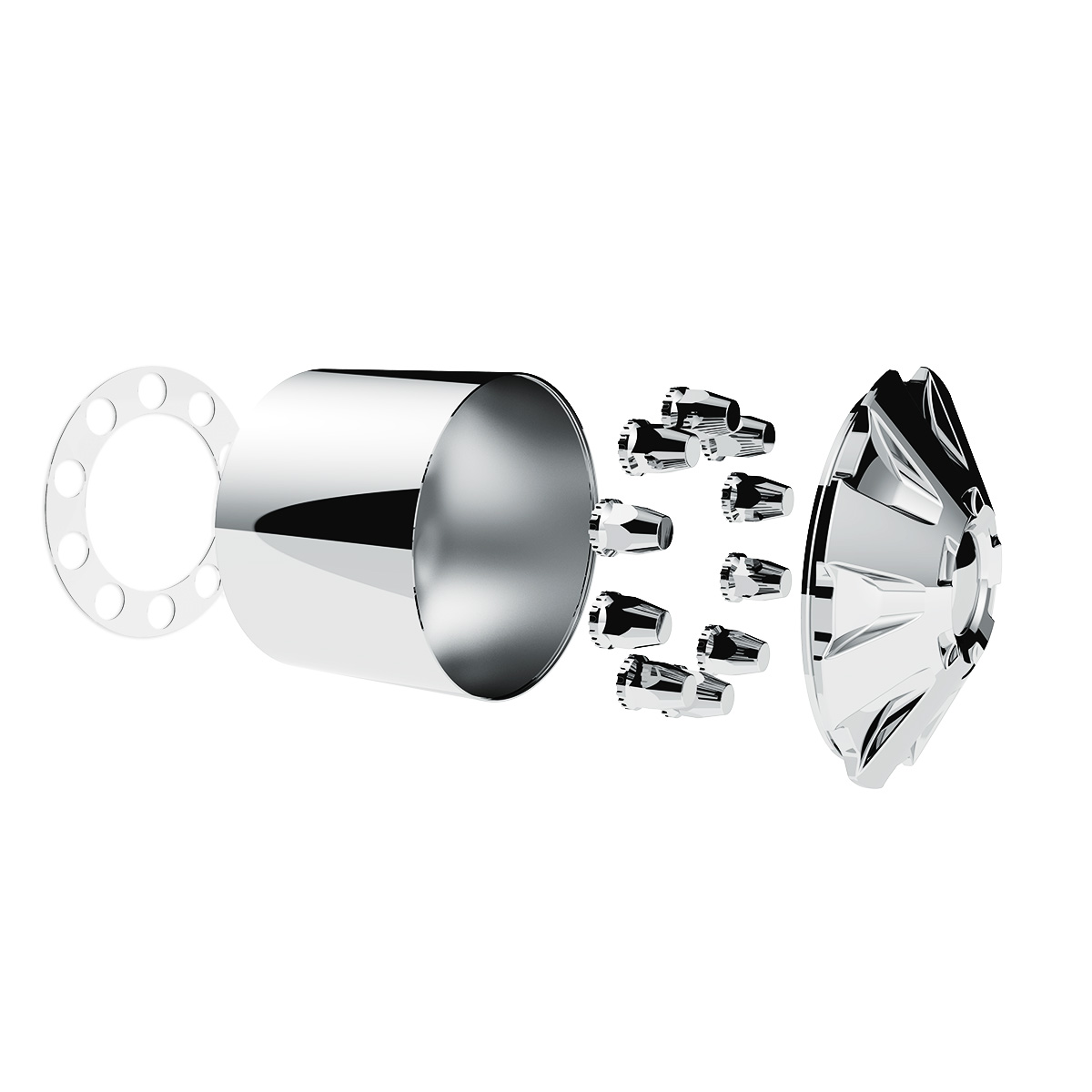 Rubicon Rear Axle Cover Kit With 33mm Thread-On Nut Covers-Chrome - Thumbnail 4
