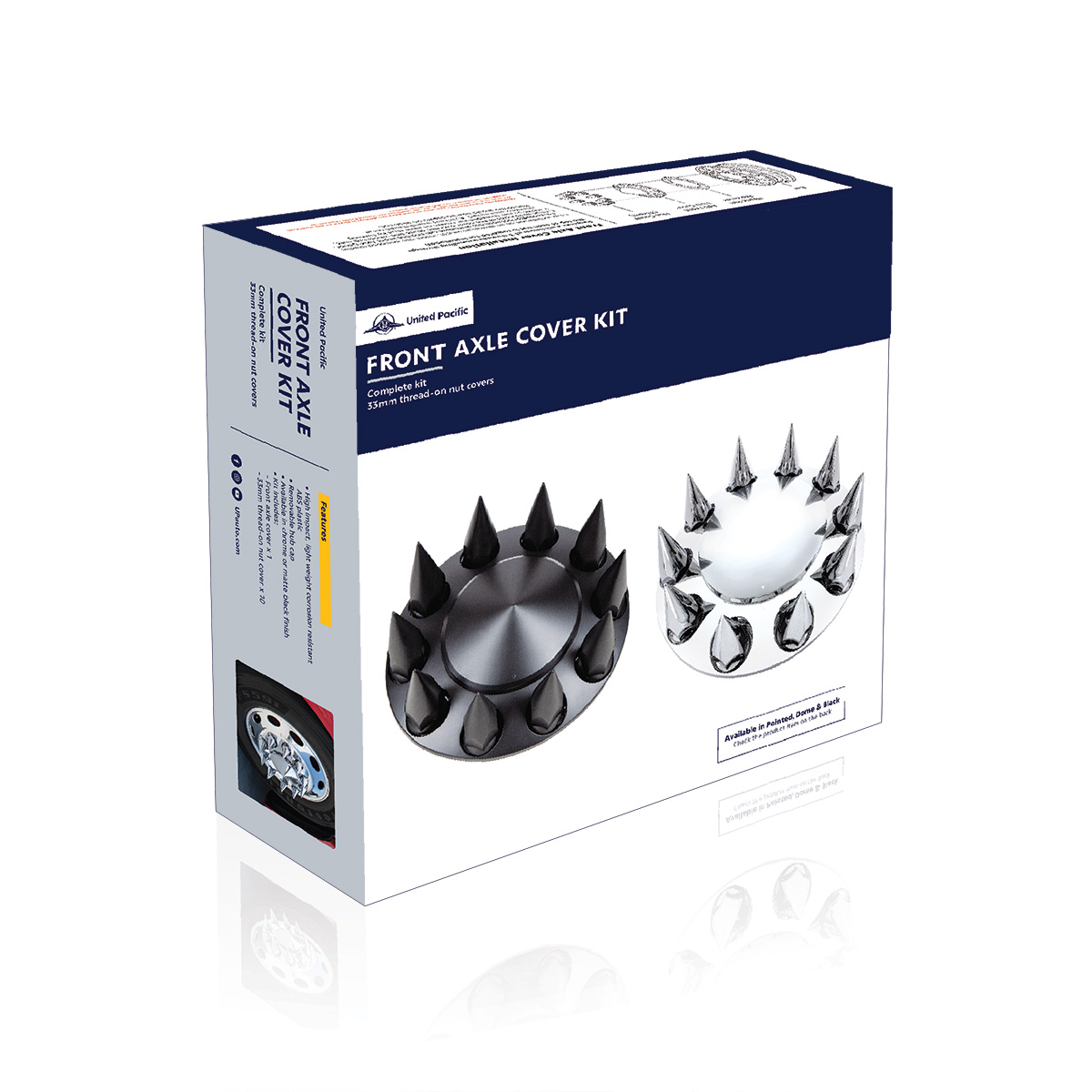 Dome Front Axle Cover With 33mm Spike Thread-On Nut Covers - Matte Black - Thumbnail 5