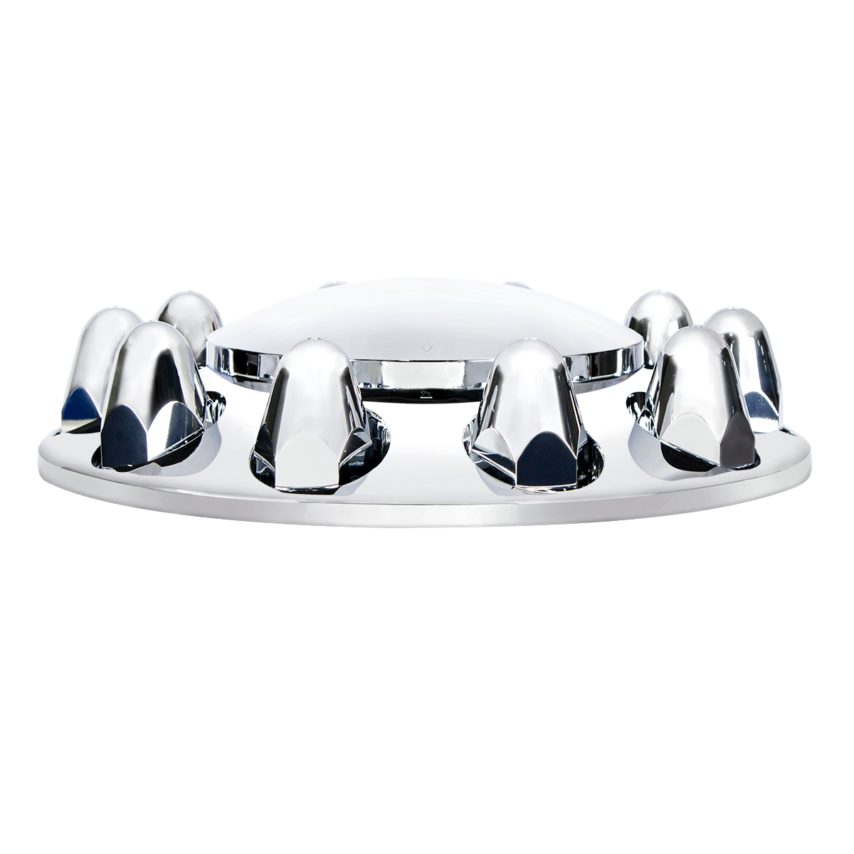 Dome Front Axle Cover With 1-1/2"  Push-On Nut Covers - Chrome (Color Box) - Thumbnail 2