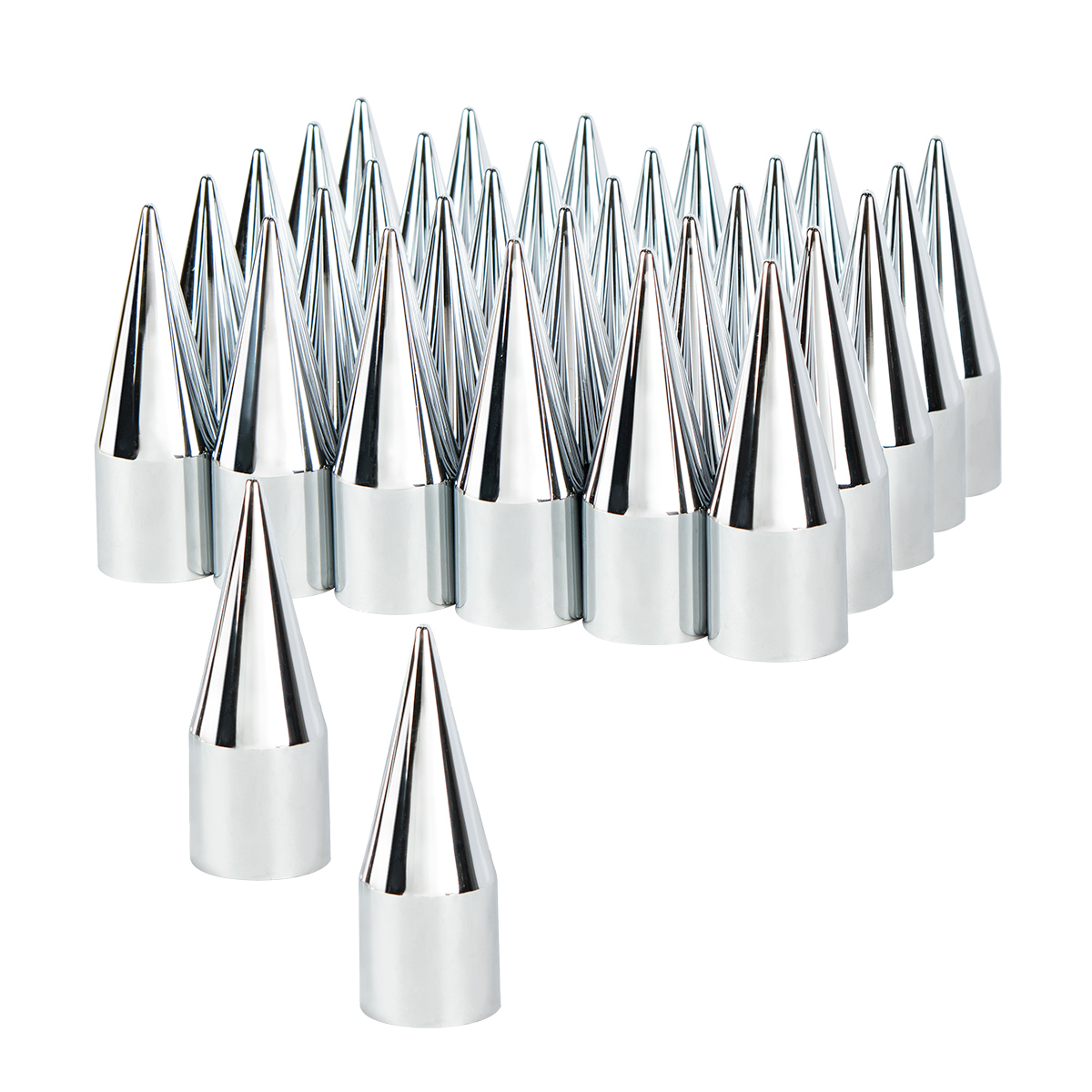 Chrome Spike Hubcap Nut Cover For 1999-2018 Chevy & GMC 2500 & 3500 - Push-on (Color Box of 32) - Thumbnail 6