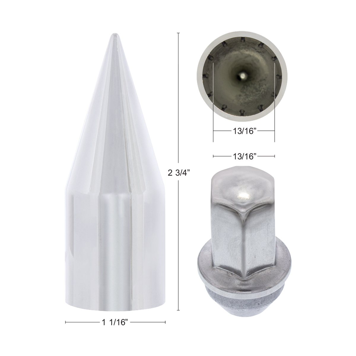 Chrome Spike Nut Cover For 2004-2014 Ford F-150 With OE Steel Wheel - Push-On (Bulk) - Thumbnail 6