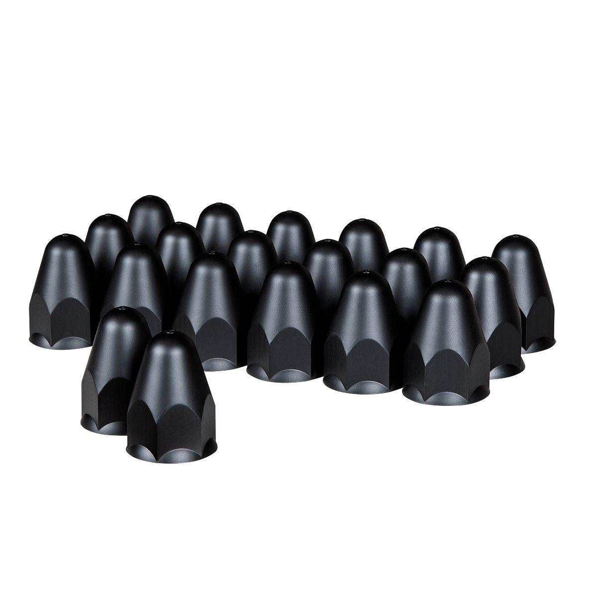 1-1/2" X 2-3/4" Matte Black Painted Plastic Bullet Nut Covers - Push-On (Color Box of 20)