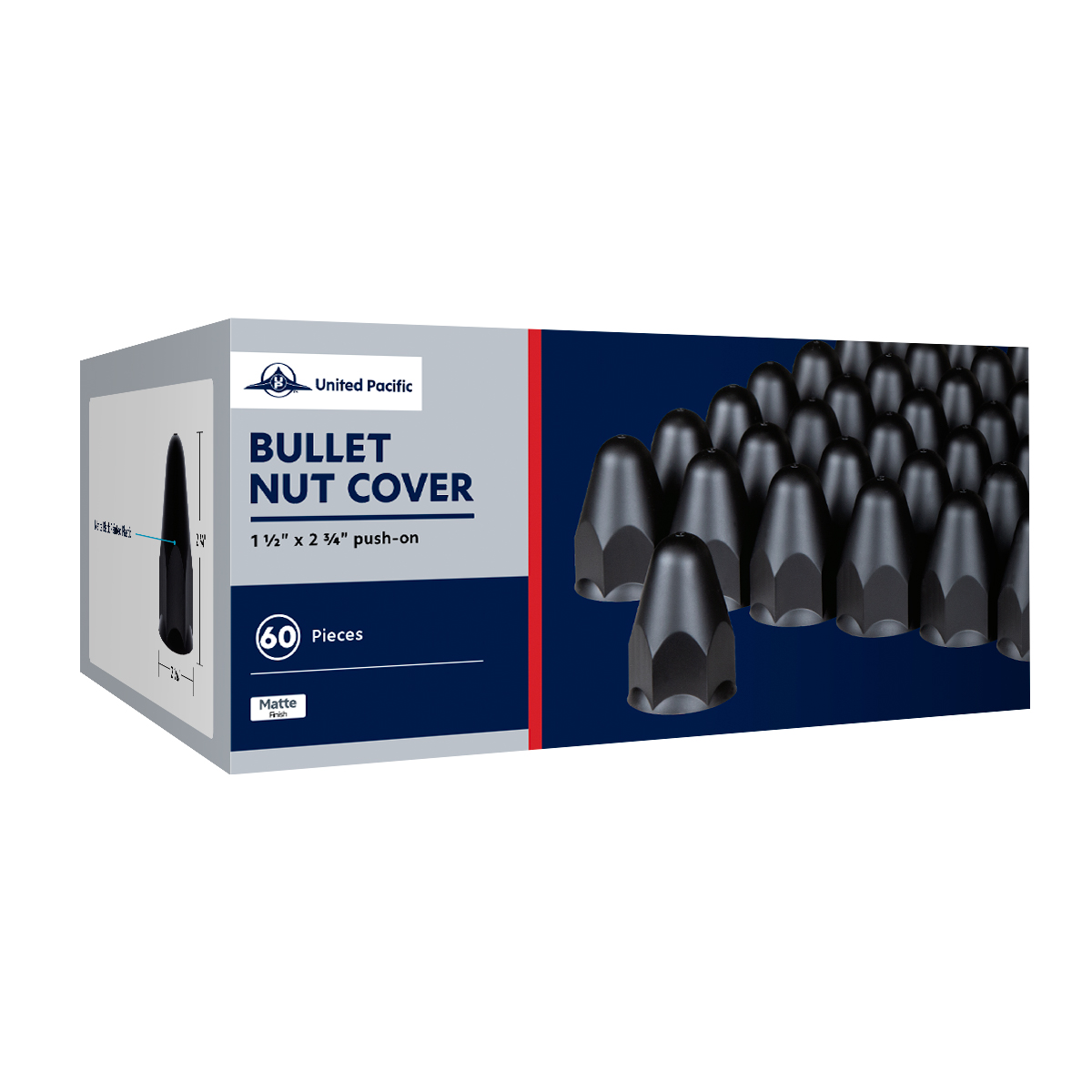 1-1/2" X 2-3/4" Matte Black Painted Plastic Bullet Nut Covers - Push-On (Color Box of 60) - Thumbnail 4
