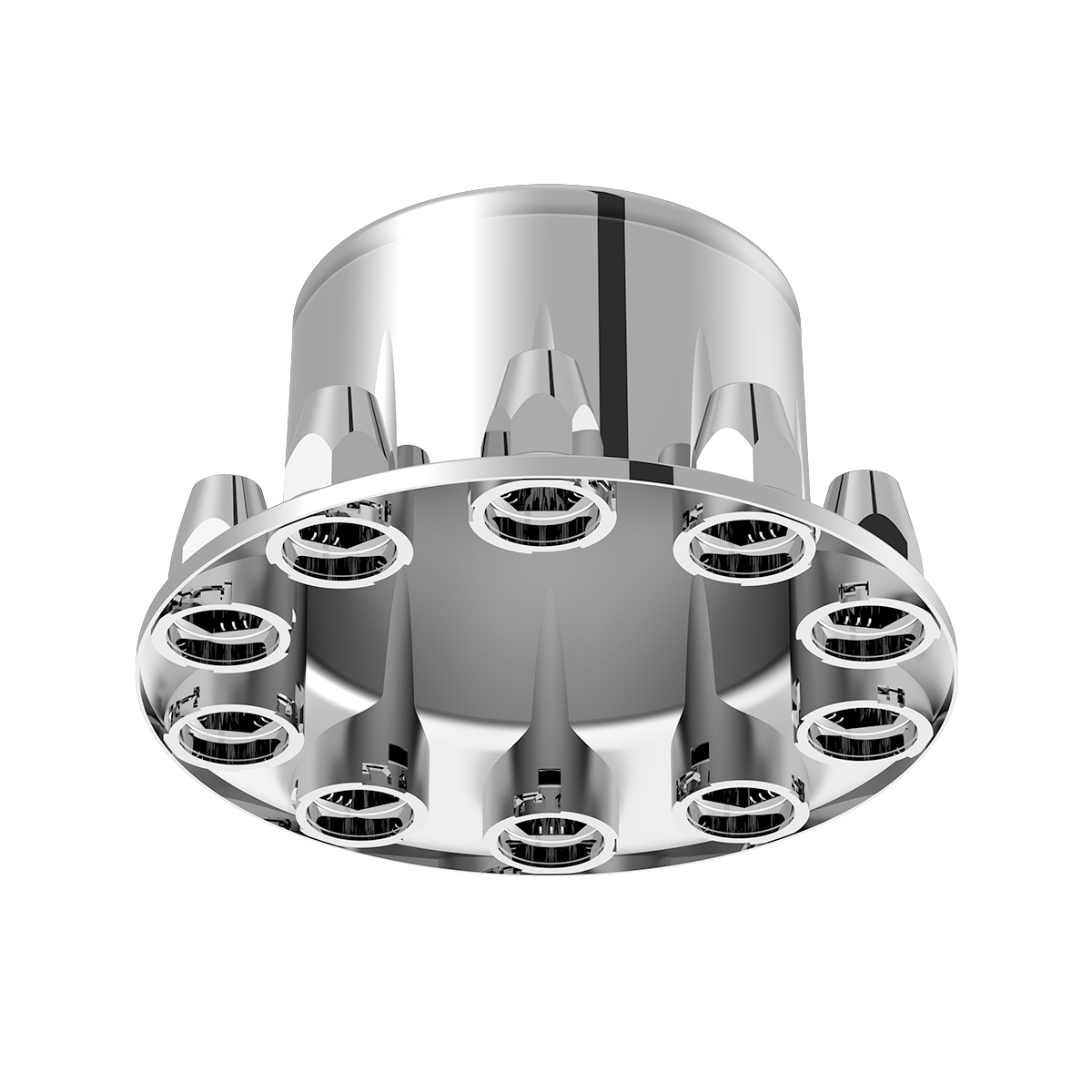 Pointed Rear Axle Cover With 33mm Standard Style Push-On Nut Covers - Chrome - Thumbnail 4