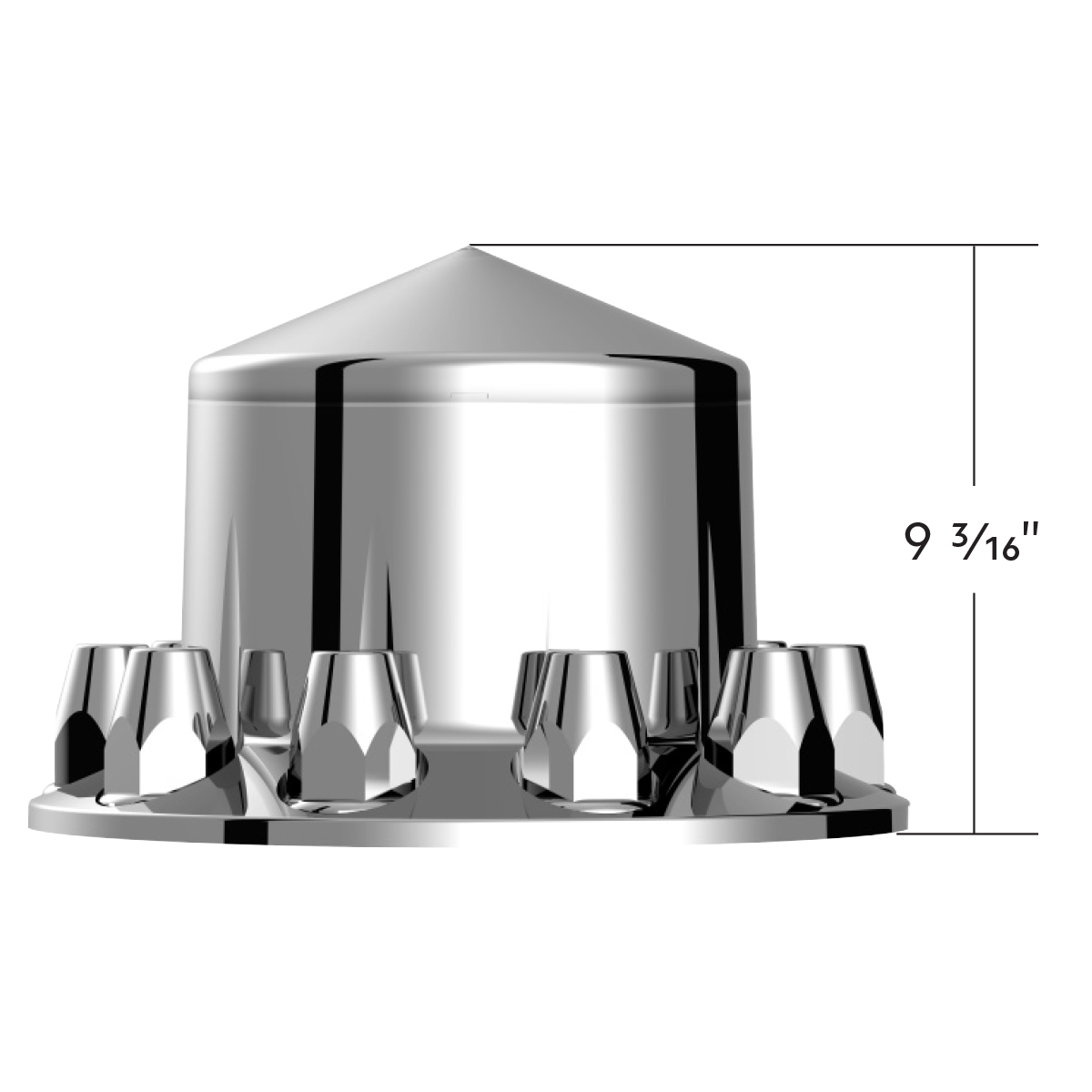 Pointed Rear Axle Cover With 33mm Standard Style Push-On Nut Covers - Chrome - Thumbnail 8