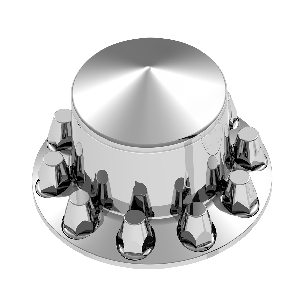 Pointed Rear Axle Cover With 33mm Standard Style Push-On Nut Covers - Chrome - Thumbnail 10