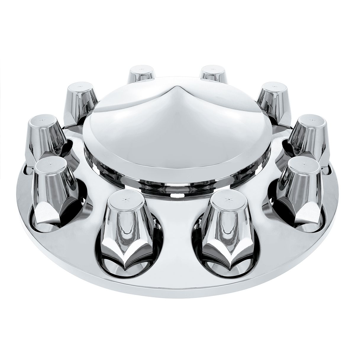 Pointed Front Axle Cover With 33mm Standard Style Push-On Nut Covers - Chrome