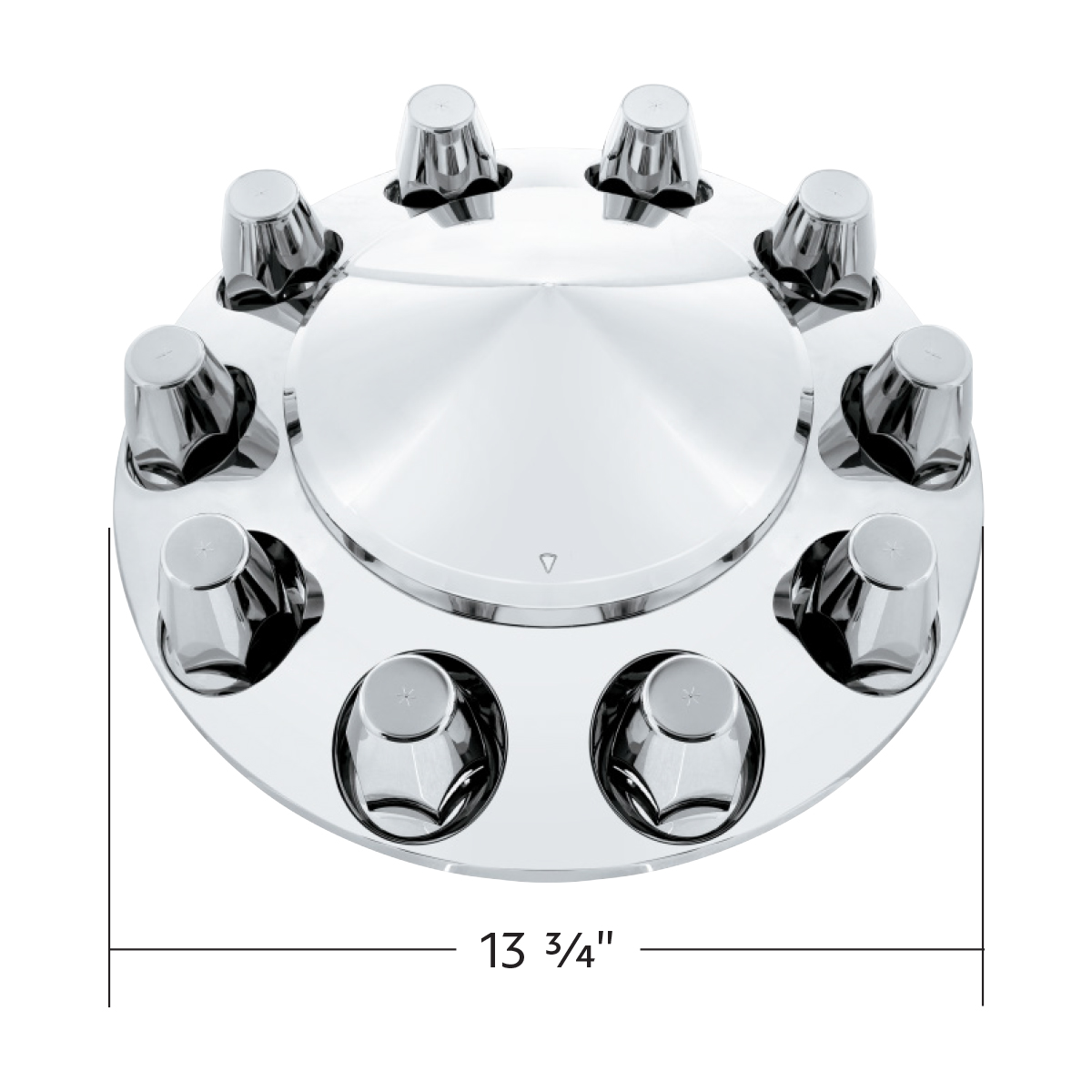 Pointed Front Axle Cover With 33mm Standard Style Push-On Nut Covers - Chrome - Thumbnail 6
