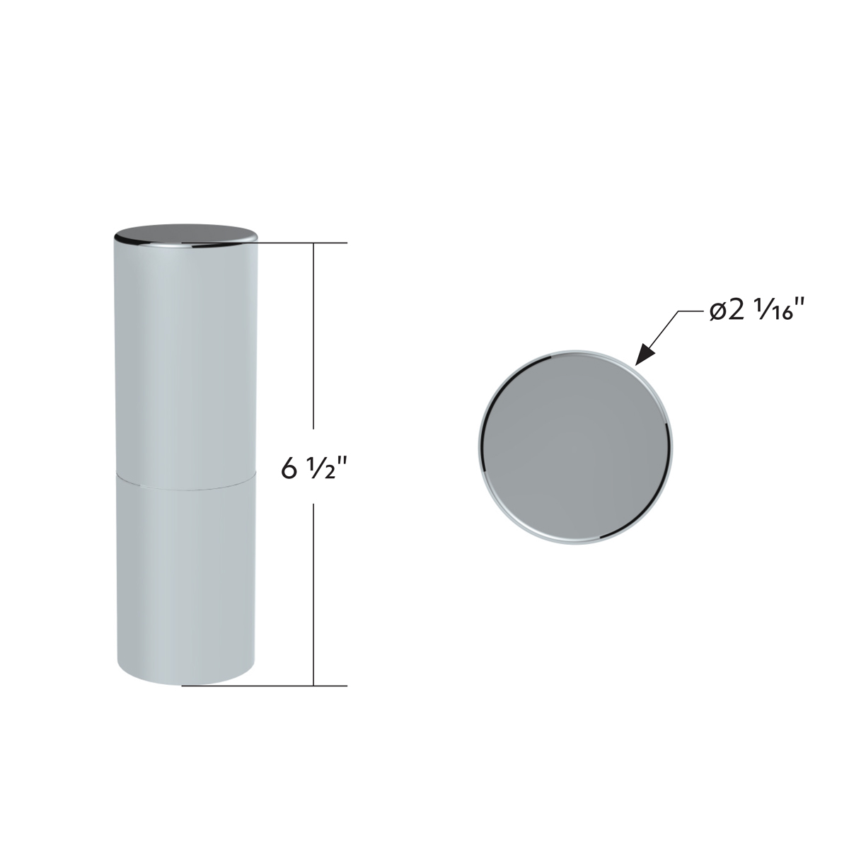 33mm X 6-1/2" Chrome Plastic Tall Cylinder Nut Cover - Thread-On (Bulk) - Thumbnail 5