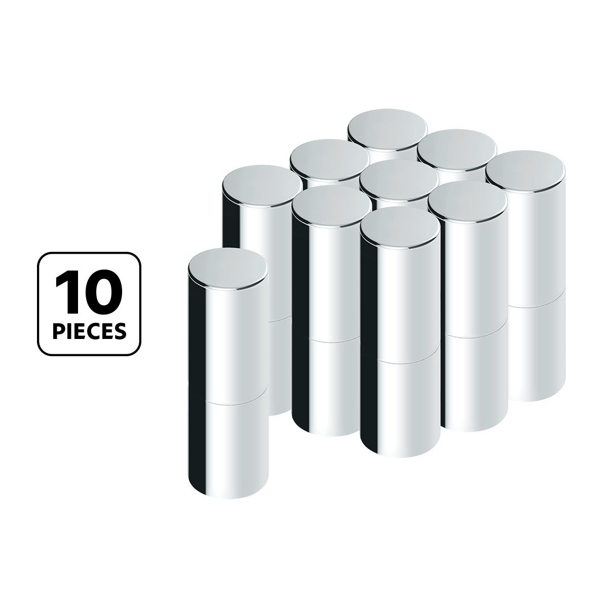33mm X 7-1/4" Chrome Plastic Tall Cylinder Nut Cover - Thread-On (10 Pcs)