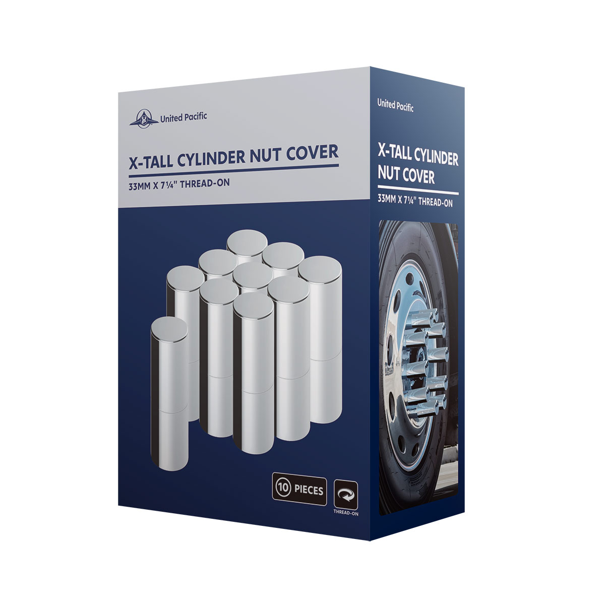 33mm X 7-1/4" Chrome Plastic Tall Cylinder Nut Cover - Thread-On (10 Pcs) - Thumbnail 6