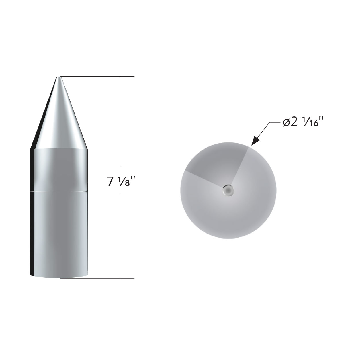 33mm X 7-1/8" Chrome Plastic Tall Spike Nut Cover - Thread-On (10 Pcs) - Thumbnail 5