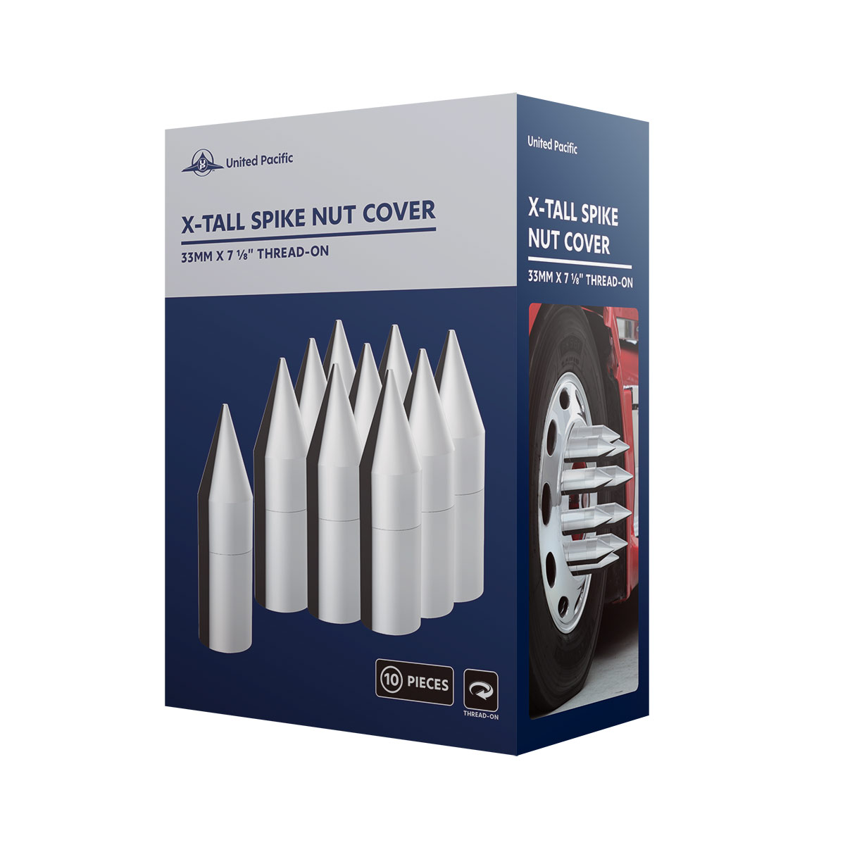 33mm X 7-1/8" Chrome Plastic Tall Spike Nut Cover - Thread-On (10 Pcs) - Thumbnail 6