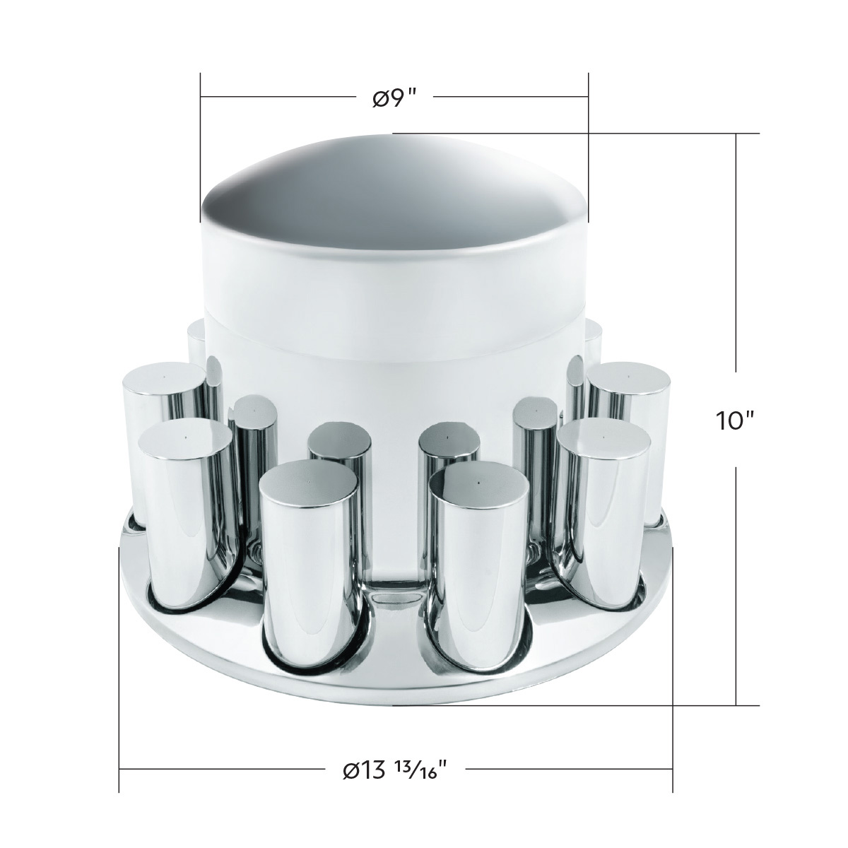 Chrome Plastic Extra Tall Rear Axle Cover With 33mm Thread-On Tall Cylinder Nut Covers - Thumbnail 4