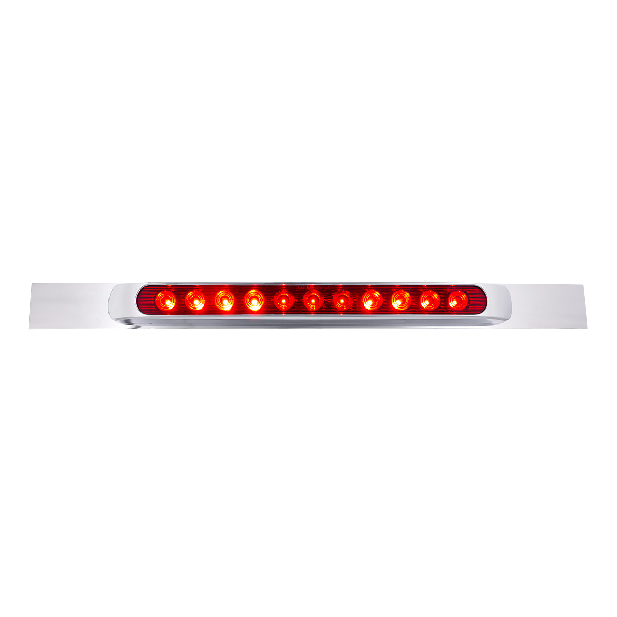 Chrome Top Mud Flap Plate With 11 LED 17" Light Bar & Bezel - Red LED/Red Lens (Each) - Thumbnail 3