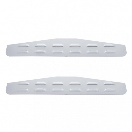 4" X 24" Chrome Louvered Bottom Mud Flap Plate - Welded Stud (Card of 2)
