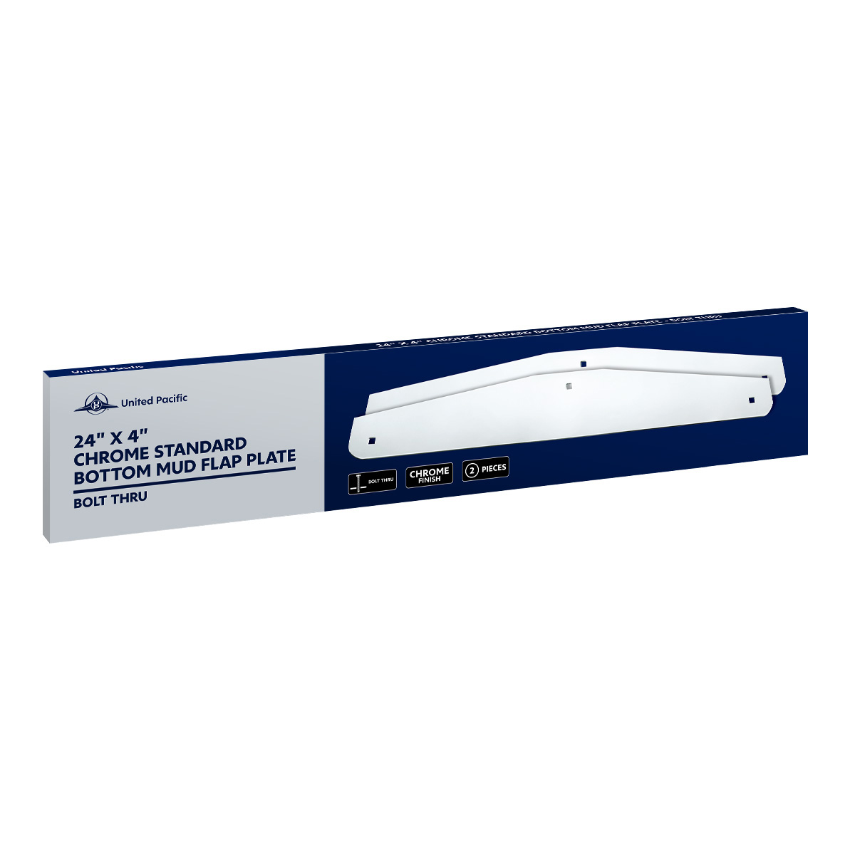 4" X 24" Chrome Standard Bottom Mud Flap Plate - Bolt Thru (Box of 2) - Thumbnail 4