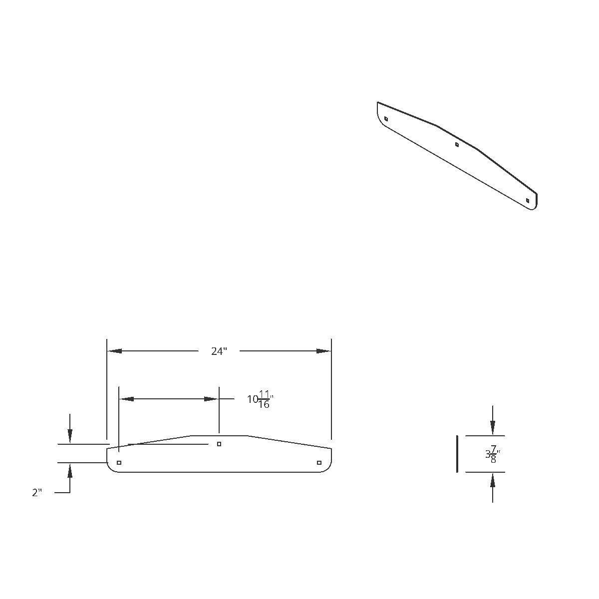 4" X 24" Chrome Standard Bottom Mud Flap Plate - Bolt Thru (Card of 2) - Thumbnail 3