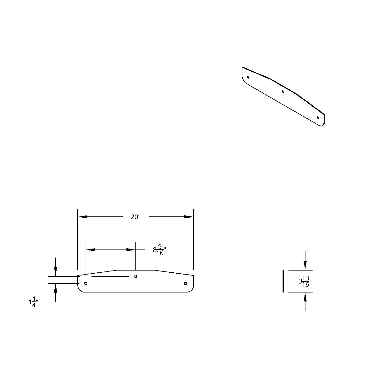 4" X 20" Chrome Standard Bottom Mud Flap Plate - Bolt Thru - Thumbnail 5