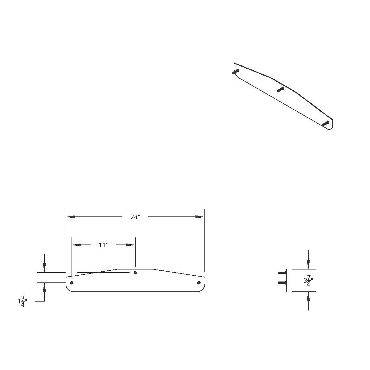4" X 24" Chrome Kwopper Bottom Mud Flap Plate - Bolt Thru (Card of 2) - Thumbnail 5