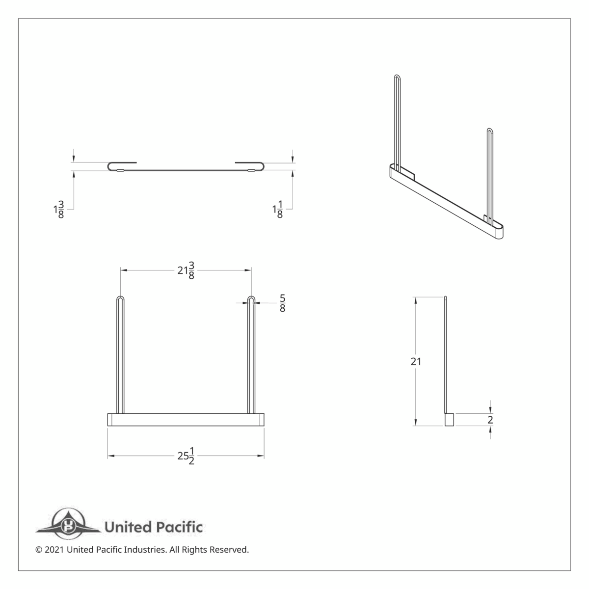 24" X 21" Chrome Anti-Sail Bracket - 2" Bottom - Thumbnail 4