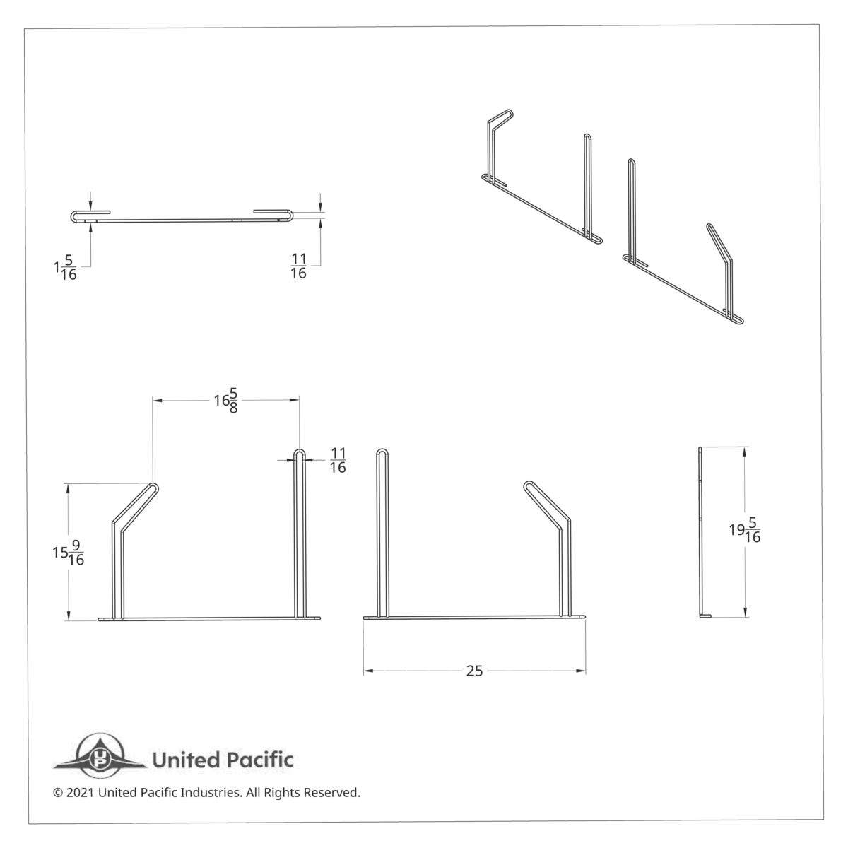 24" Chrome Angled Anti-Sail Bracket (Pair) - Thumbnail 6