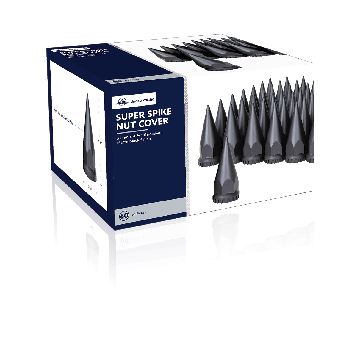 33mm X 4-3/4" Matte Black Spike Nut Covers With Flange- Thread-On (60-Pack) - Thumbnail 5