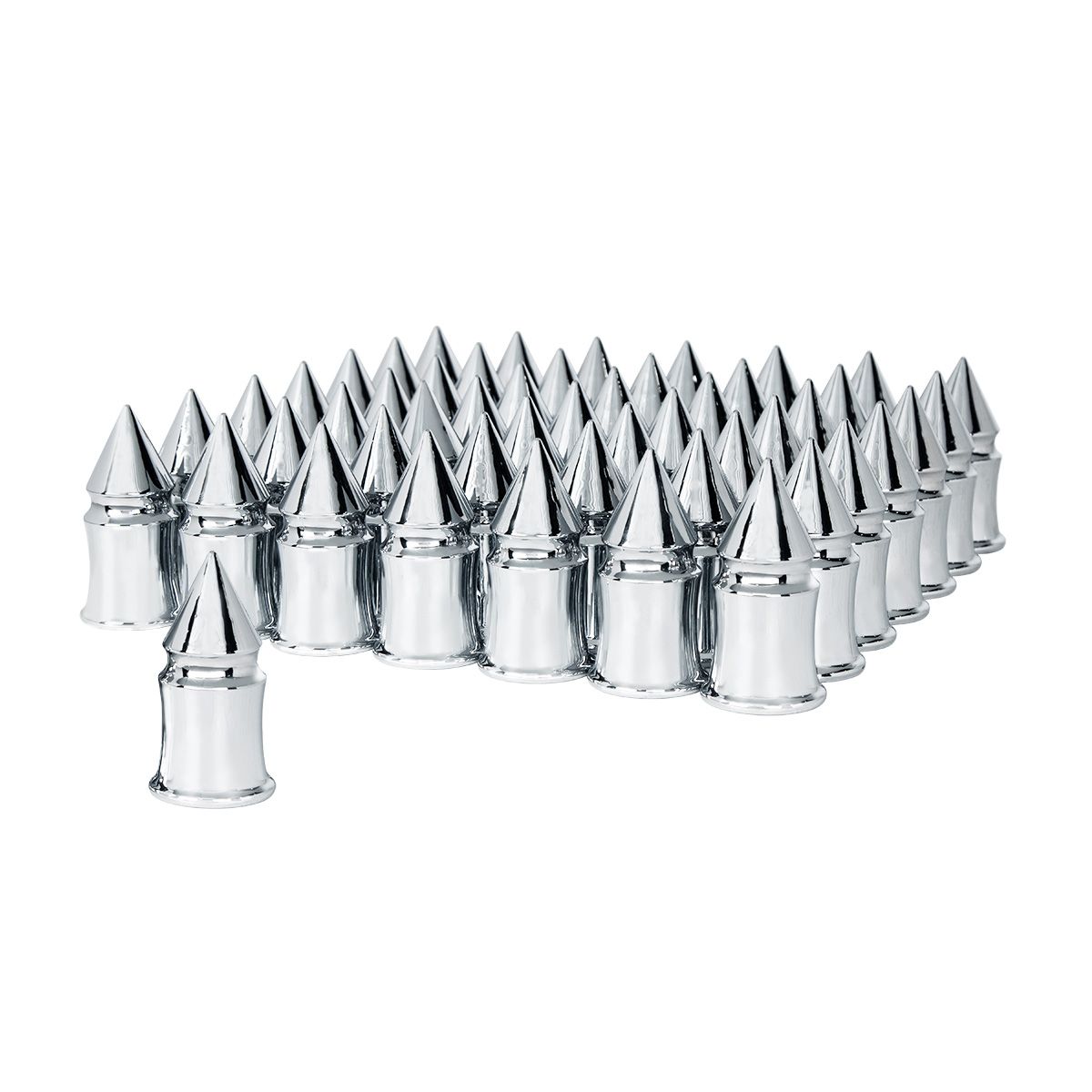 33mm X 4-3/8" Chrome Plastic V-Spike Nut Covers - Push-On (60-Pack)
