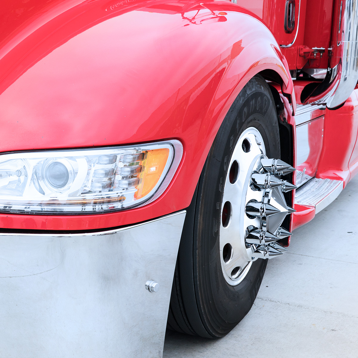 33mm X 4-3/8" Chrome Plastic V-Spike Nut Covers - Push-On (60-Pack) - Thumbnail 3