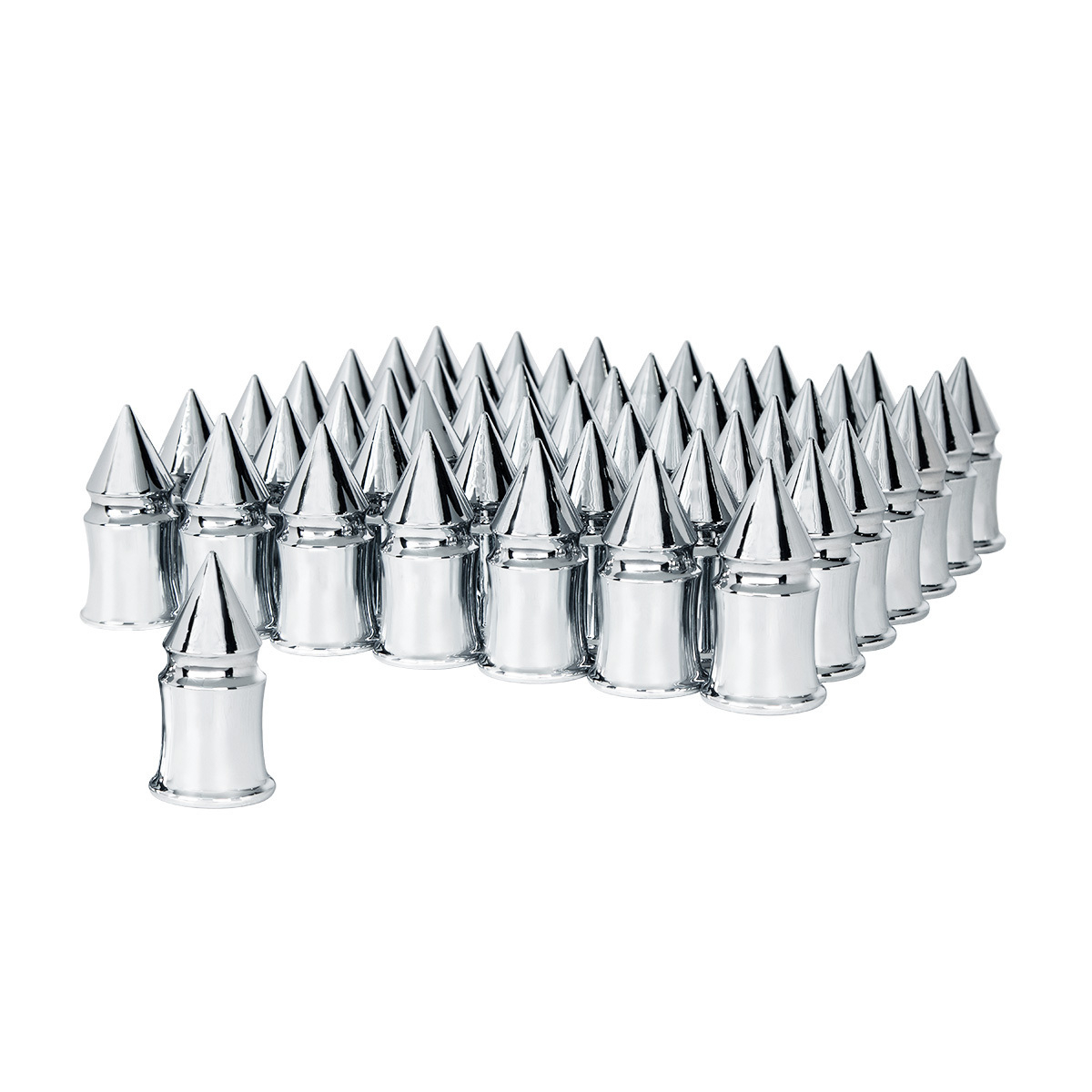 33mm X 4-3/8" Chrome Plastic V-Spike Nut Covers - Push-On (60-Pack) - Thumbnail 7