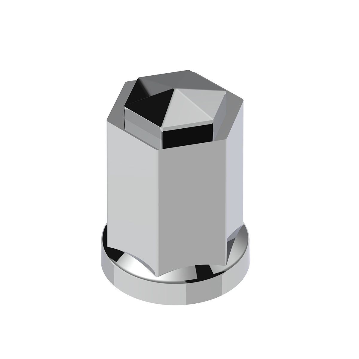 33mm X 3" Tall Chrome Plastic Hexagon Style Thread-On Nut Cover (Bulk)