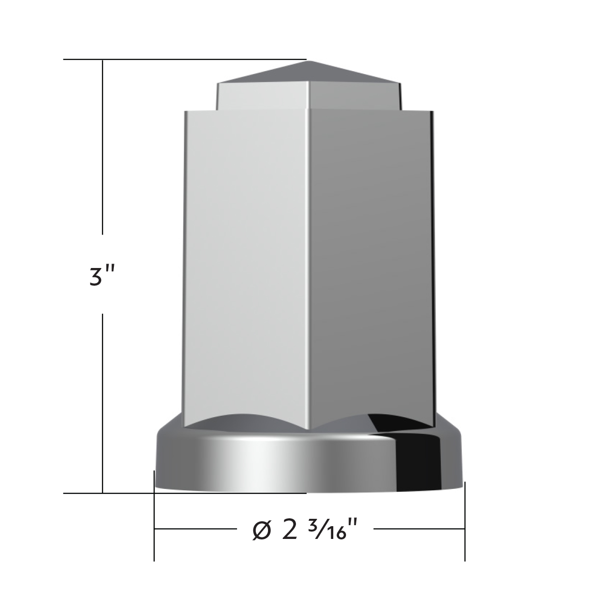 33mm X 3" Tall Chrome Plastic Hexagon Style Thread-On Nut Cover (Bulk) - Thumbnail 5
