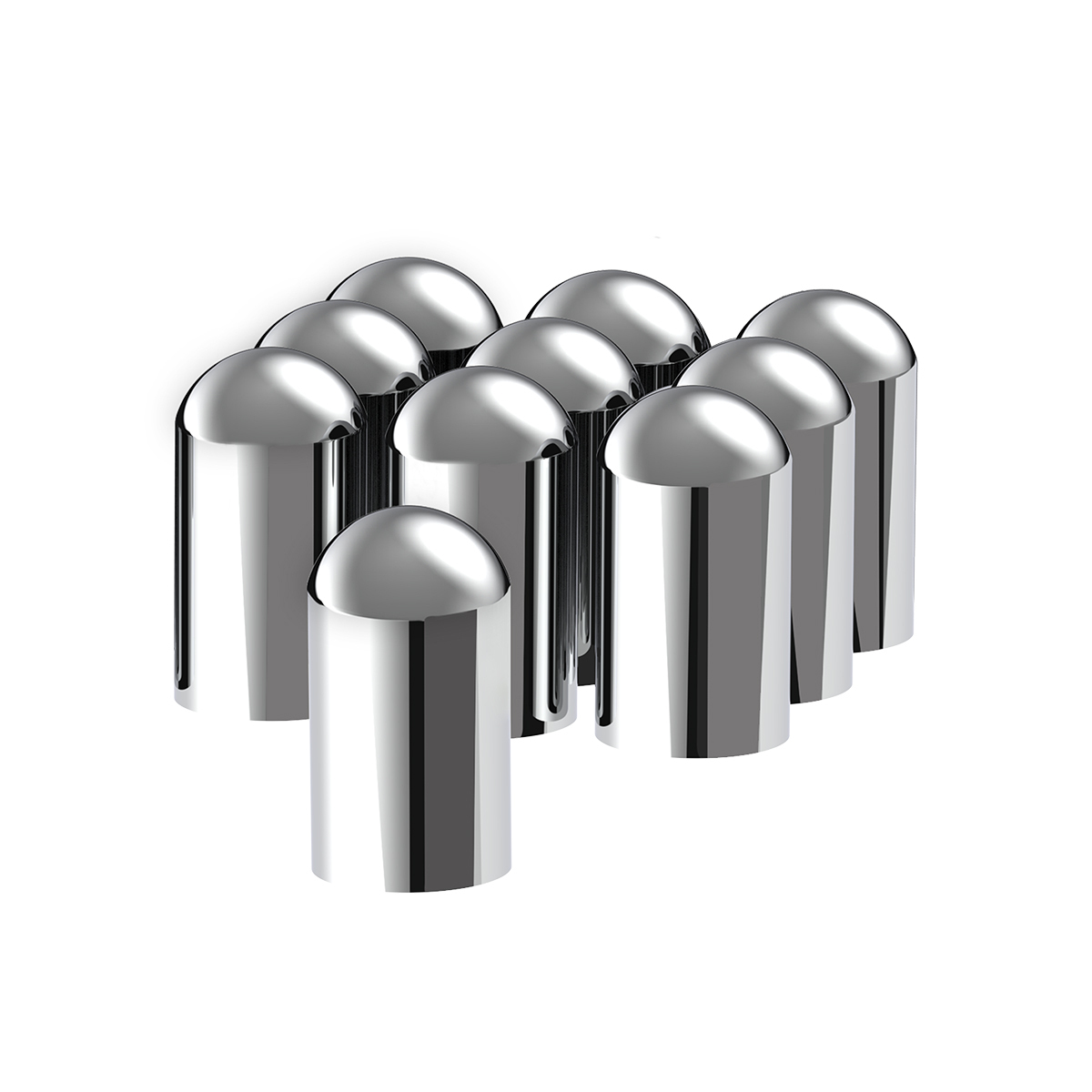 33mm x 3-3/4" Chrome Plastic Dome Nut Covers -Thread-On (10-Pack) - Thumbnail 10
