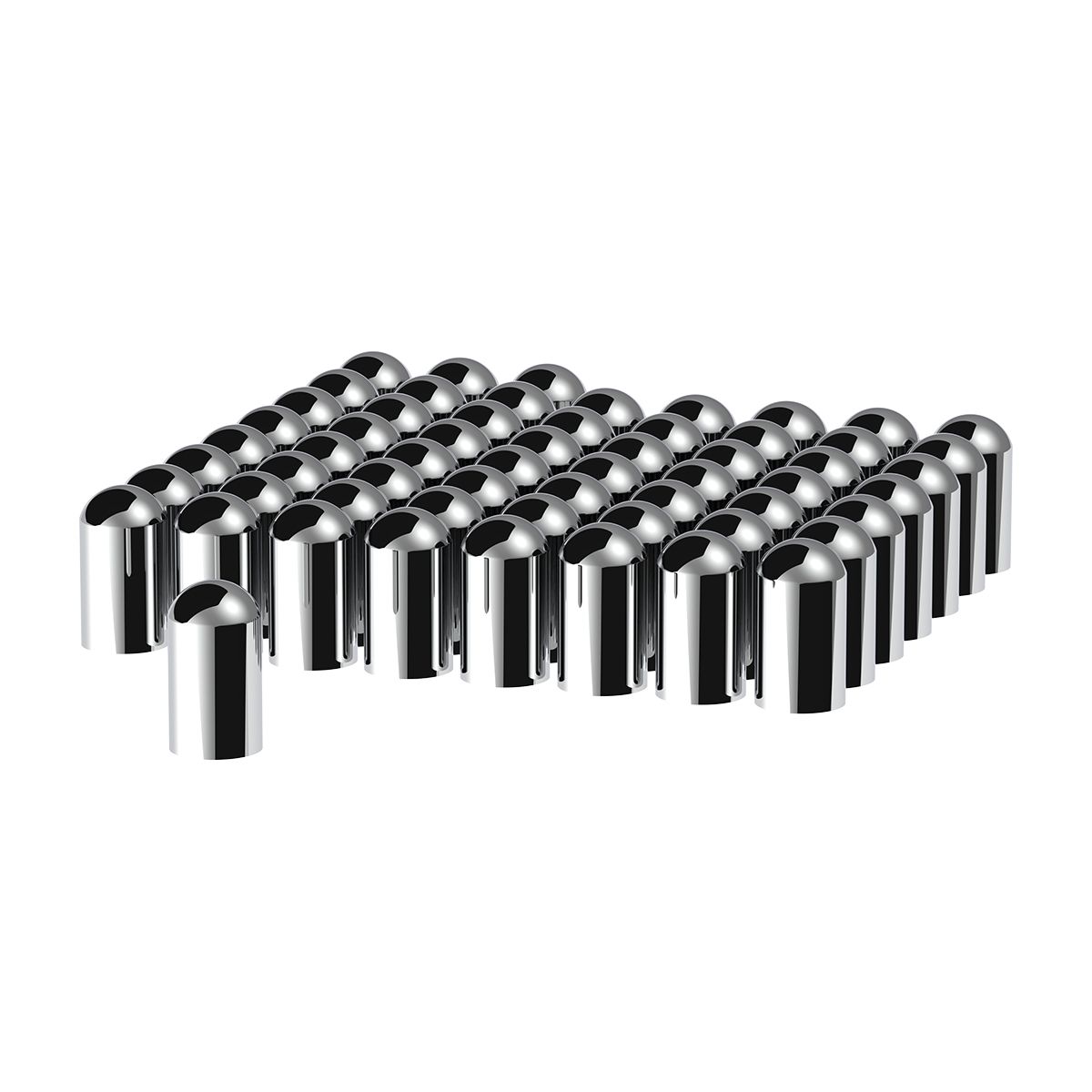 33mm X 3-3/4" Chrome Plastic Dome Nut Covers - Thread-On (60-Pack)