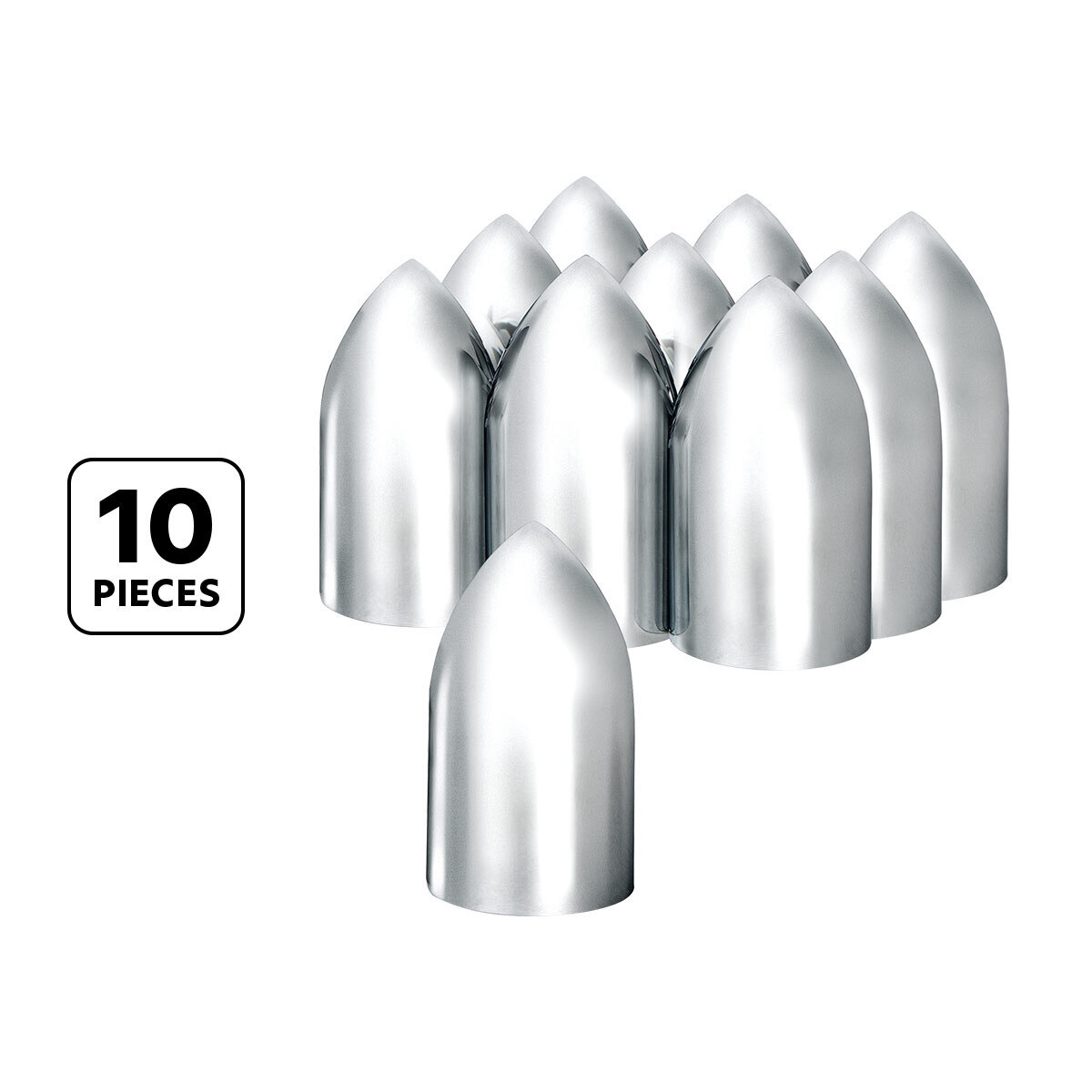 33mm x 3-7/8" Chrome Plastic Bullet Nut Covers - Thread-On (10-Pack) - Thumbnail 11