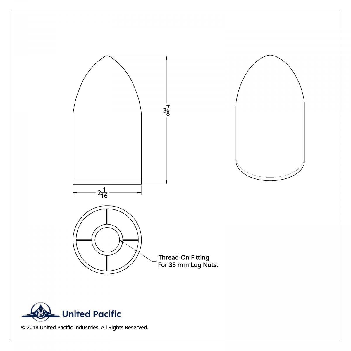 33mm x 3-7/8" Chrome Plastic Bullet Nut Covers - Thread-On (10-Pack) - Thumbnail 10